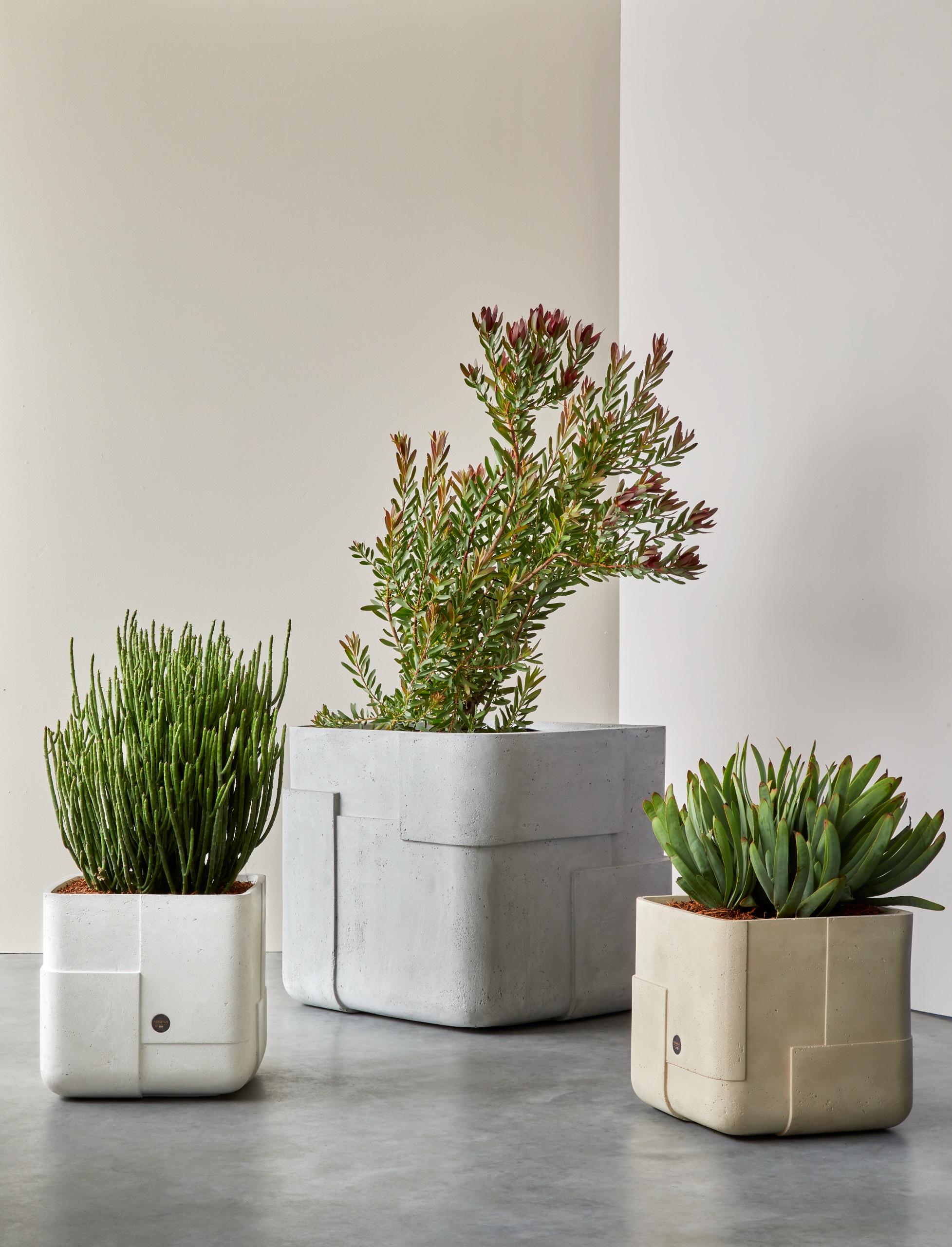 Aarde Square XS Sandstone Planter by Indigenus In New Condition For Sale In Geneve, CH