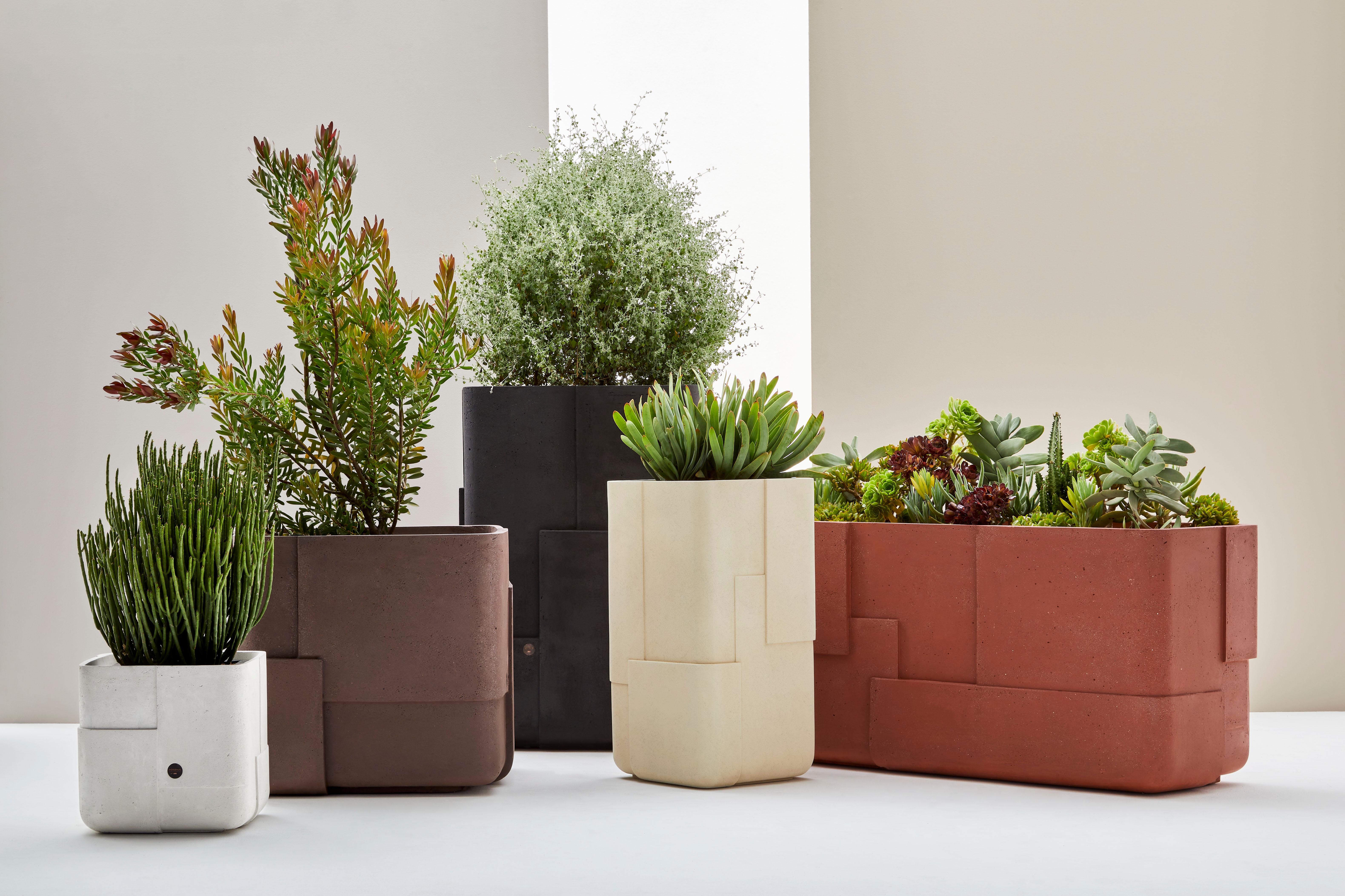 Contemporary Aarde Square XS Sandstone Planter by Indigenus For Sale
