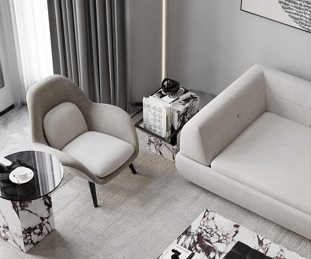 Aarhaus - Table d'appoint en marbre avec pochette de rangement - Beige Breccia en vente 4