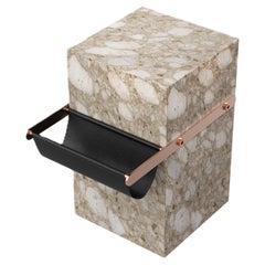 Aarhaus - Table d'appoint en marbre avec pochette de rangement - Beige Breccia
