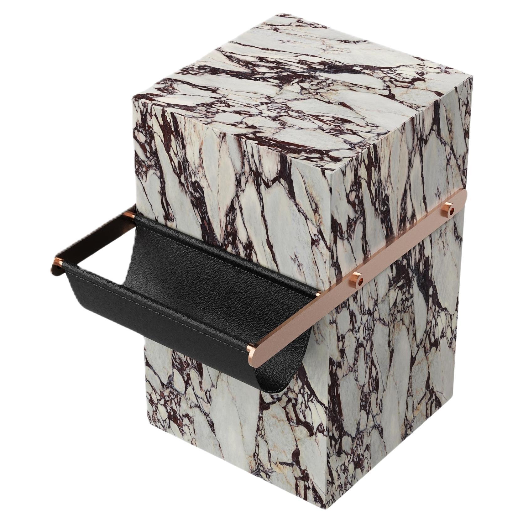 Aarhaus - Marble Side-Table With Storage Pouch - Calacatta Viola