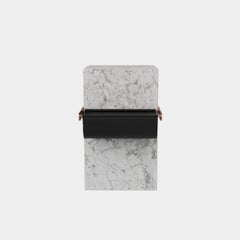 Aarhaus - Marble Side-Table With Storage Pouch - White Carrara