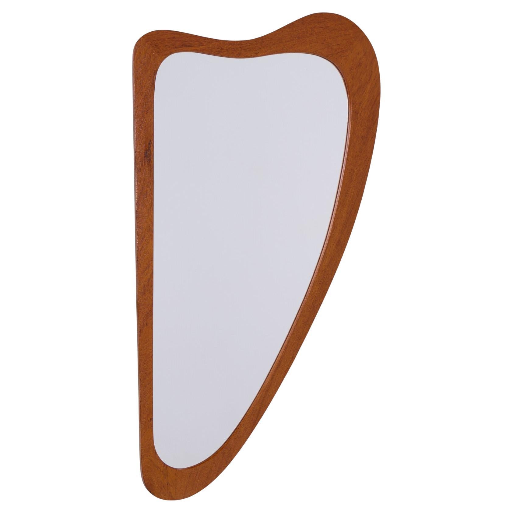 Aarhus Glasimport Mid Century Danish Teak Wandspiegel im Angebot