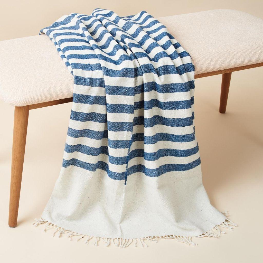 Custom design by Studio Variously, AARI Throw / blanket is handwoven by heritage weaver community in India and dyed entirely with earth-friendly dyes developed locally to artisan cluster.

A sustainable design brand based out of Michigan, Studio