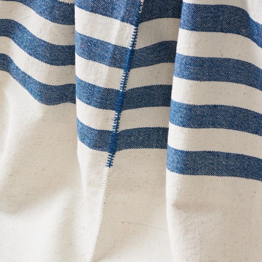 Hand-Woven AARI Handloom Indigo Stripes Pattern Throw / Blanket in Organic Cotton