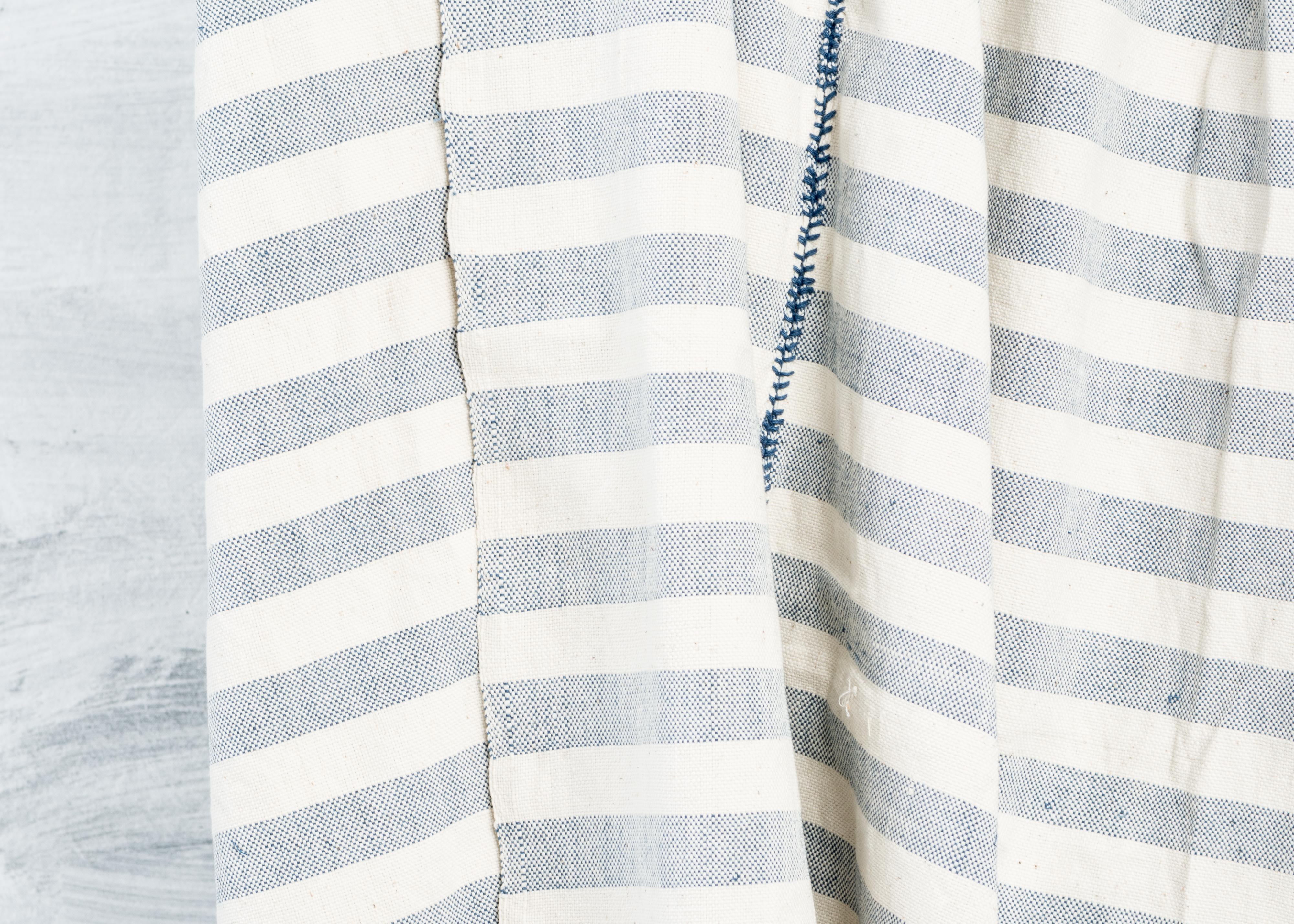Yarn AARI Handloom Indigo Stripes Pattern Throw / Blanket in Organic Cotton