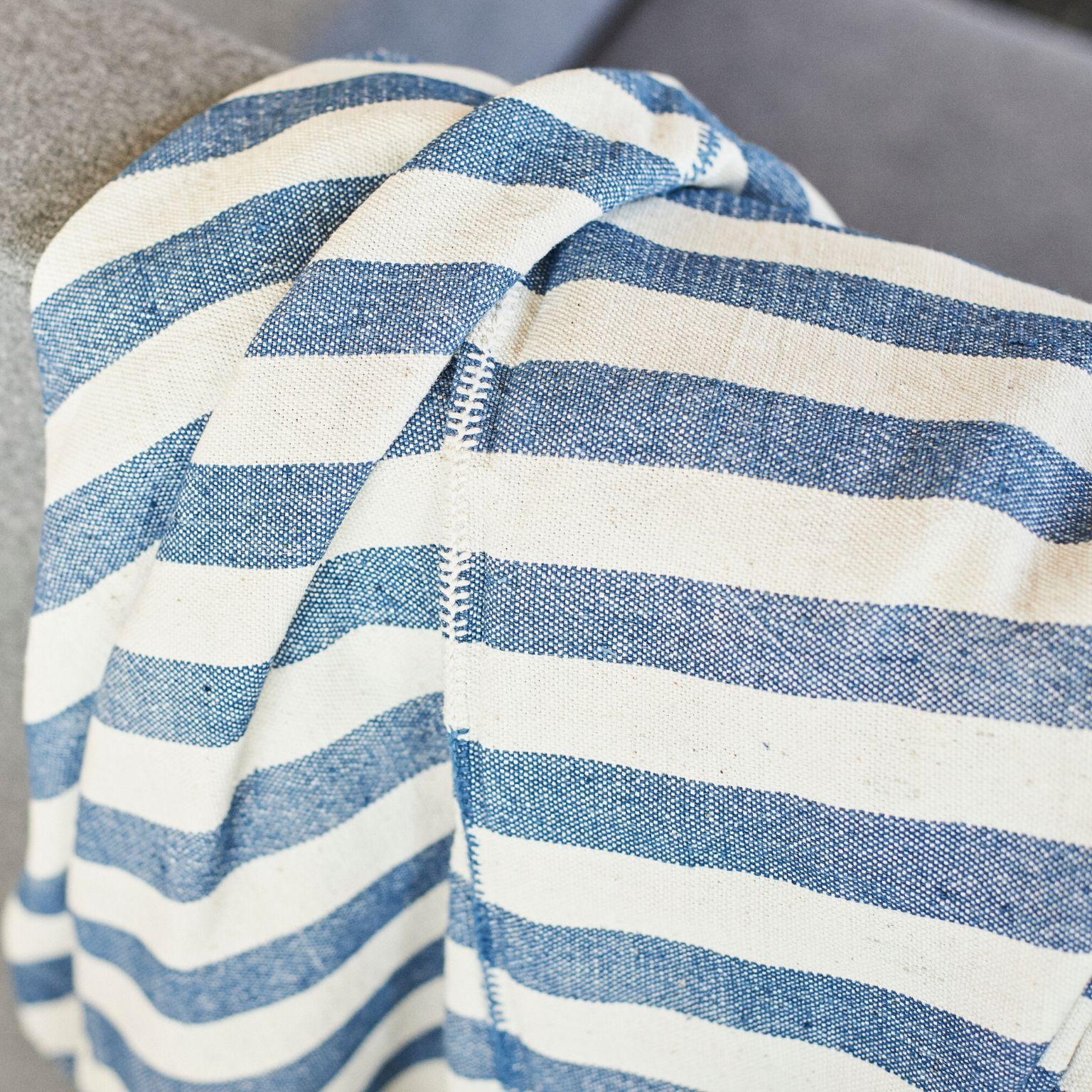 AARI Handloom Indigo Stripes Pattern Throw / Blanket in Organic Cotton 1