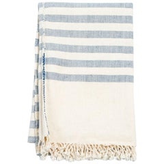 AARI Handloom Indigo Stripes Pattern Throw / Blanket in Organic Cotton