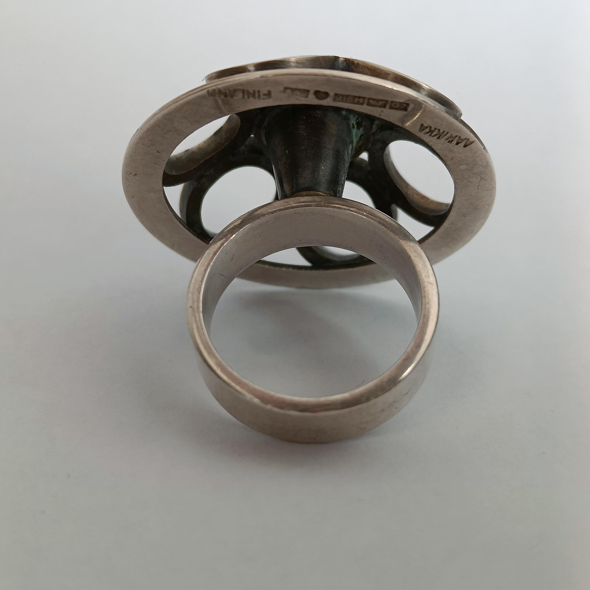 Aarikka Vintage Silver Ring - Modernist Design 1960s, Finland In Fair Condition For Sale In Magenta, IT