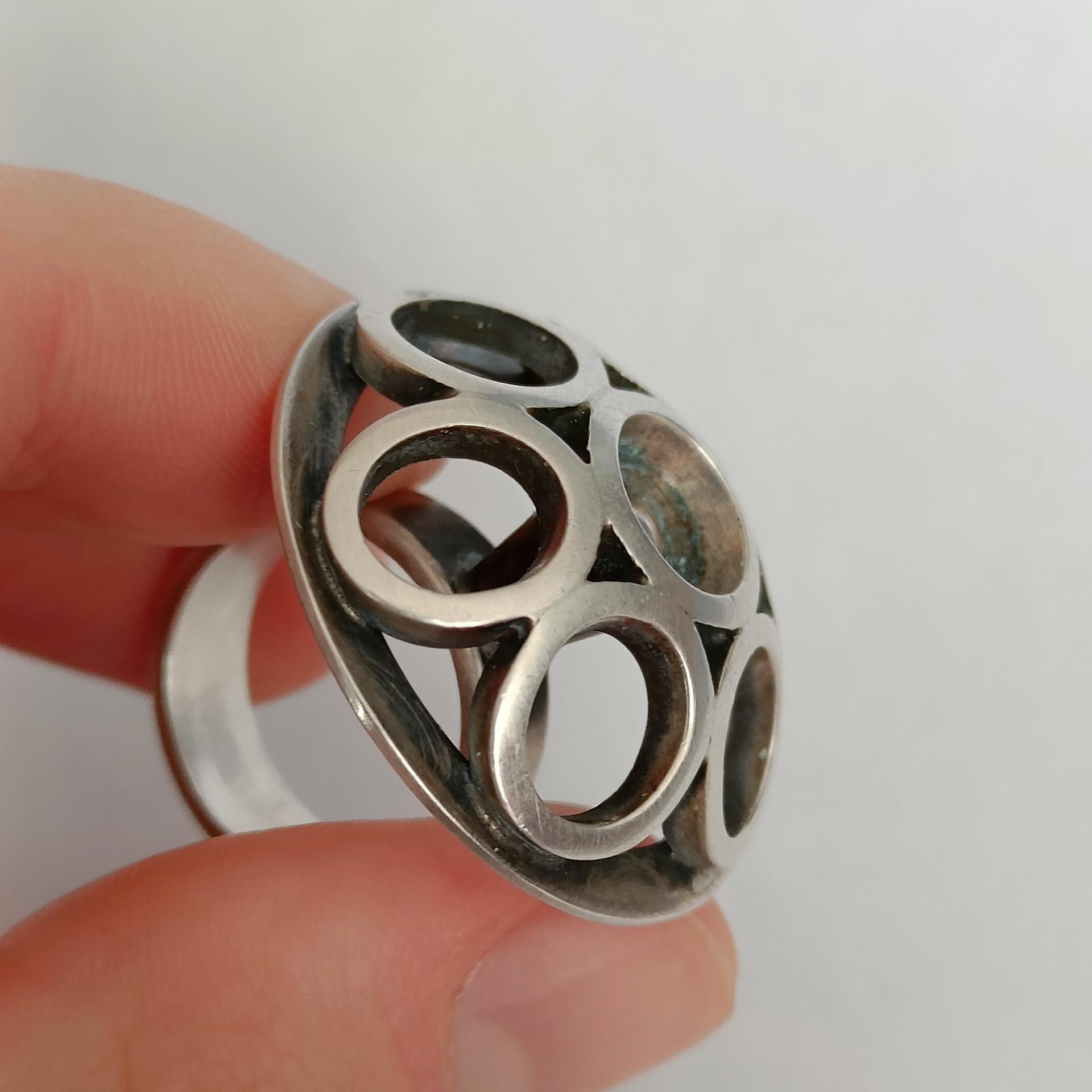 Aarikka Vintage Silver Ring - Modernist Design 1960s, Finland For Sale 1