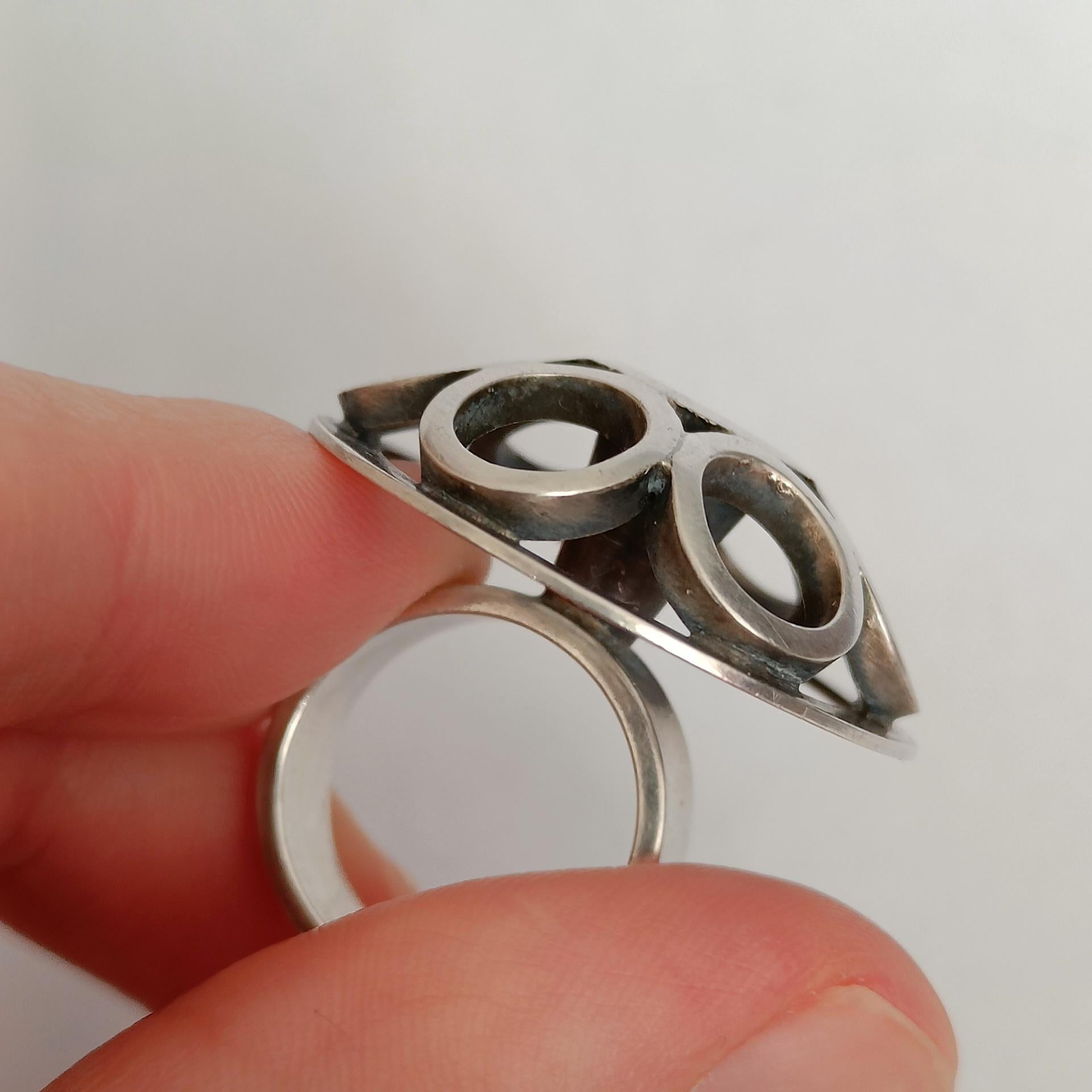 Aarikka Vintage Silver Ring - Modernist Design 1960s, Finland For Sale 2