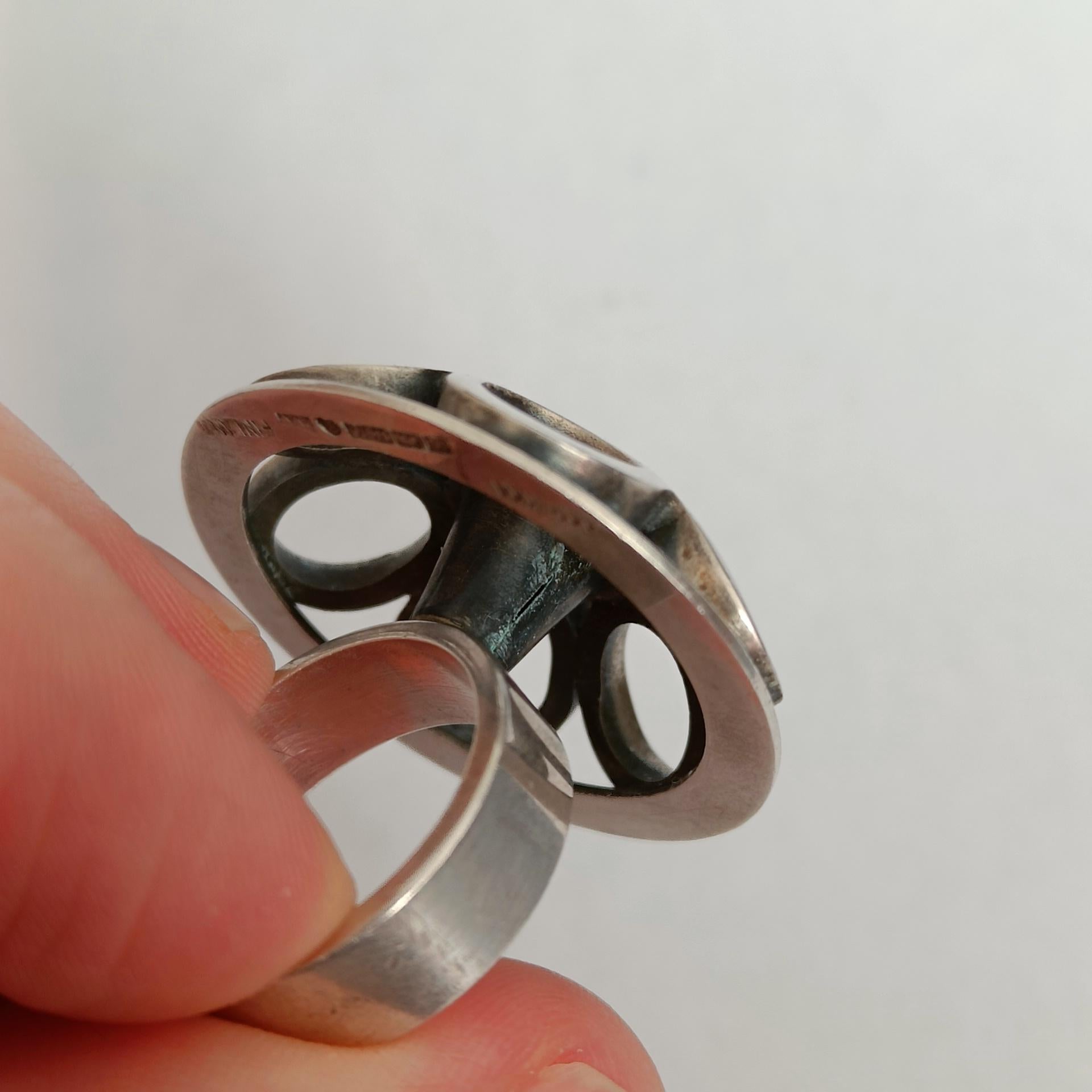 Aarikka Vintage Silver Ring - Modernist Design 1960s, Finland For Sale 3
