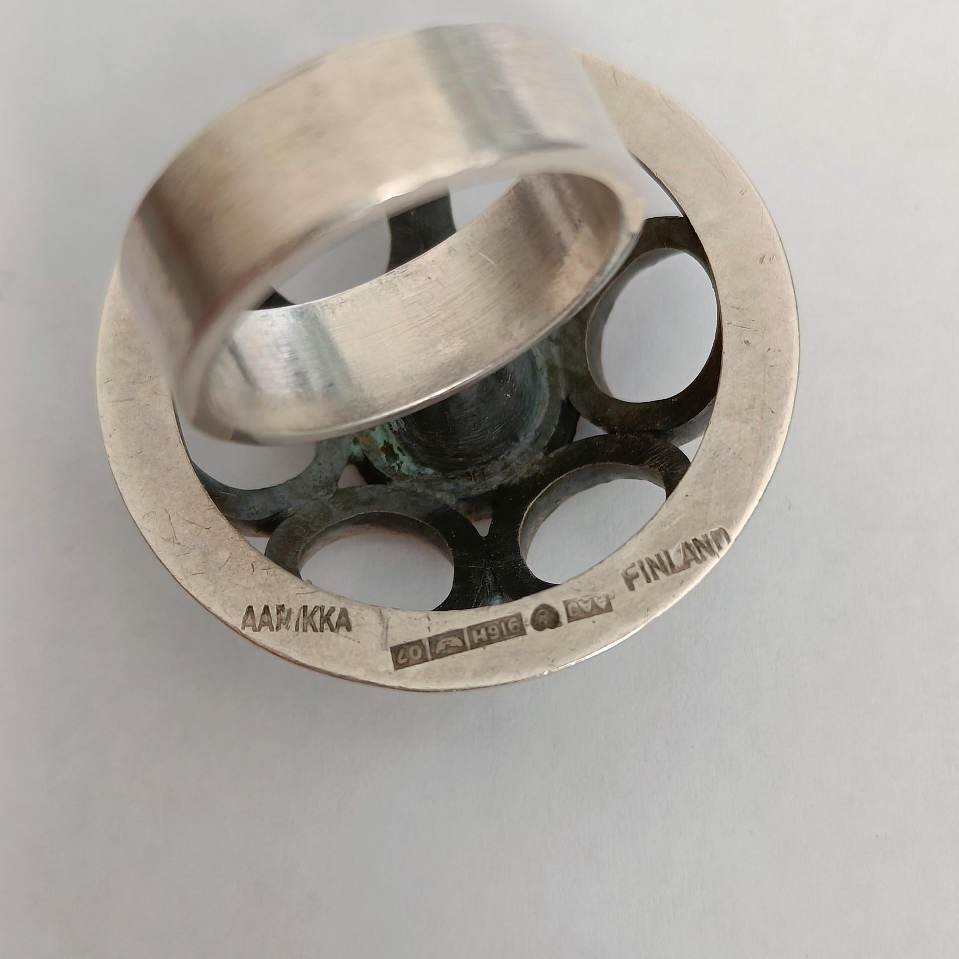 Aarikka Vintage Silver Ring - Modernist Design 1960s, Finland For Sale 5