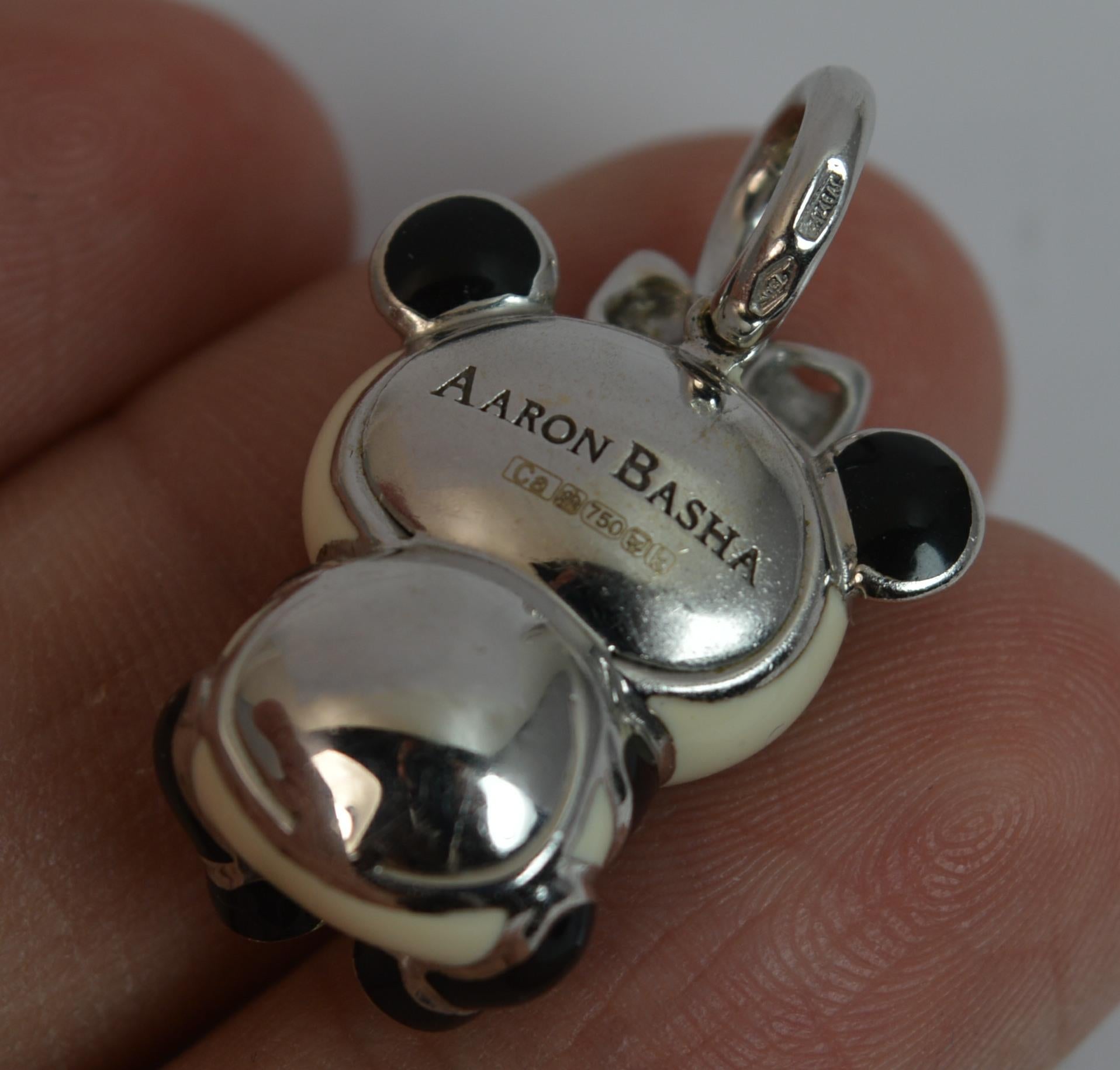 Aaron Basha 18 Carat Gold Enamel Diamond Panda Charm Pendant 6