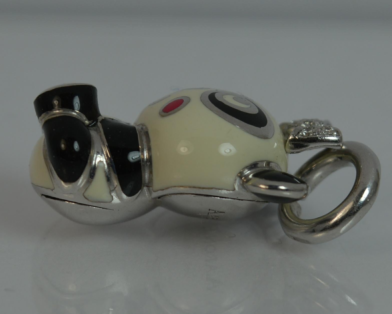 Aaron Basha 18 Carat Gold Enamel Diamond Panda Charm Pendant 1
