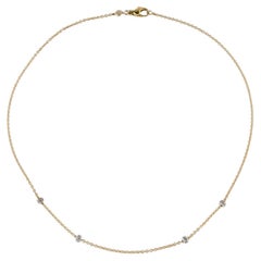 Aaron Basha 18 Karat Diamond Link Chain 16" Yellow Gold .15 carat
