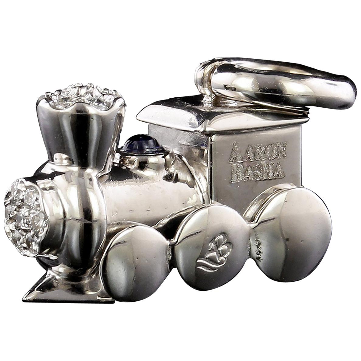 Aaron Basha 18 Karat White Gold Diamond Choo Choo Train For Sale
