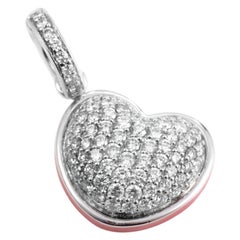 Aaron Basha 18 Karat White Gold Diamond Pave and Mother of Pearl Heart Charm