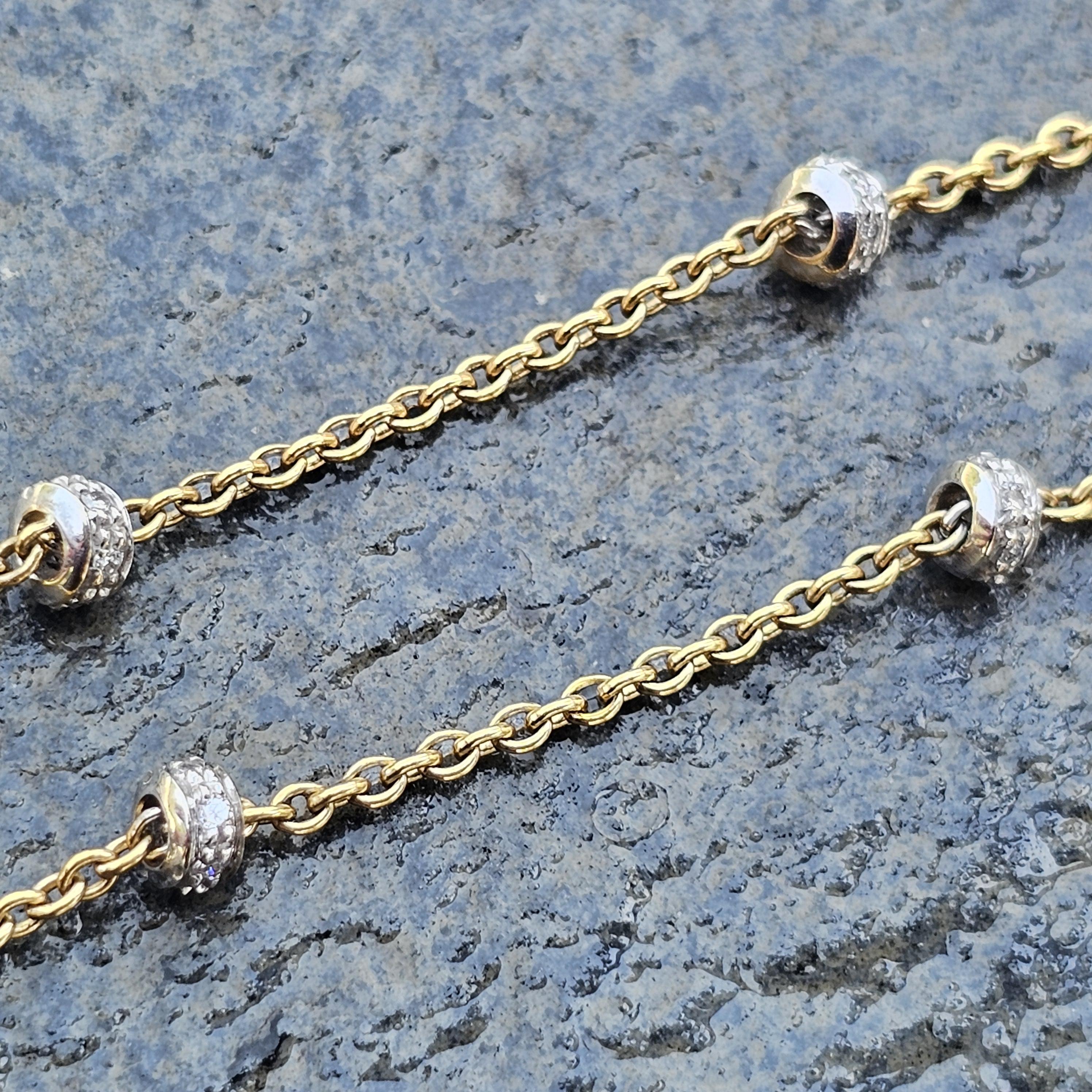 Aaron Basha 18k 4 Diamond Station Chain Necklace 5.9g 16