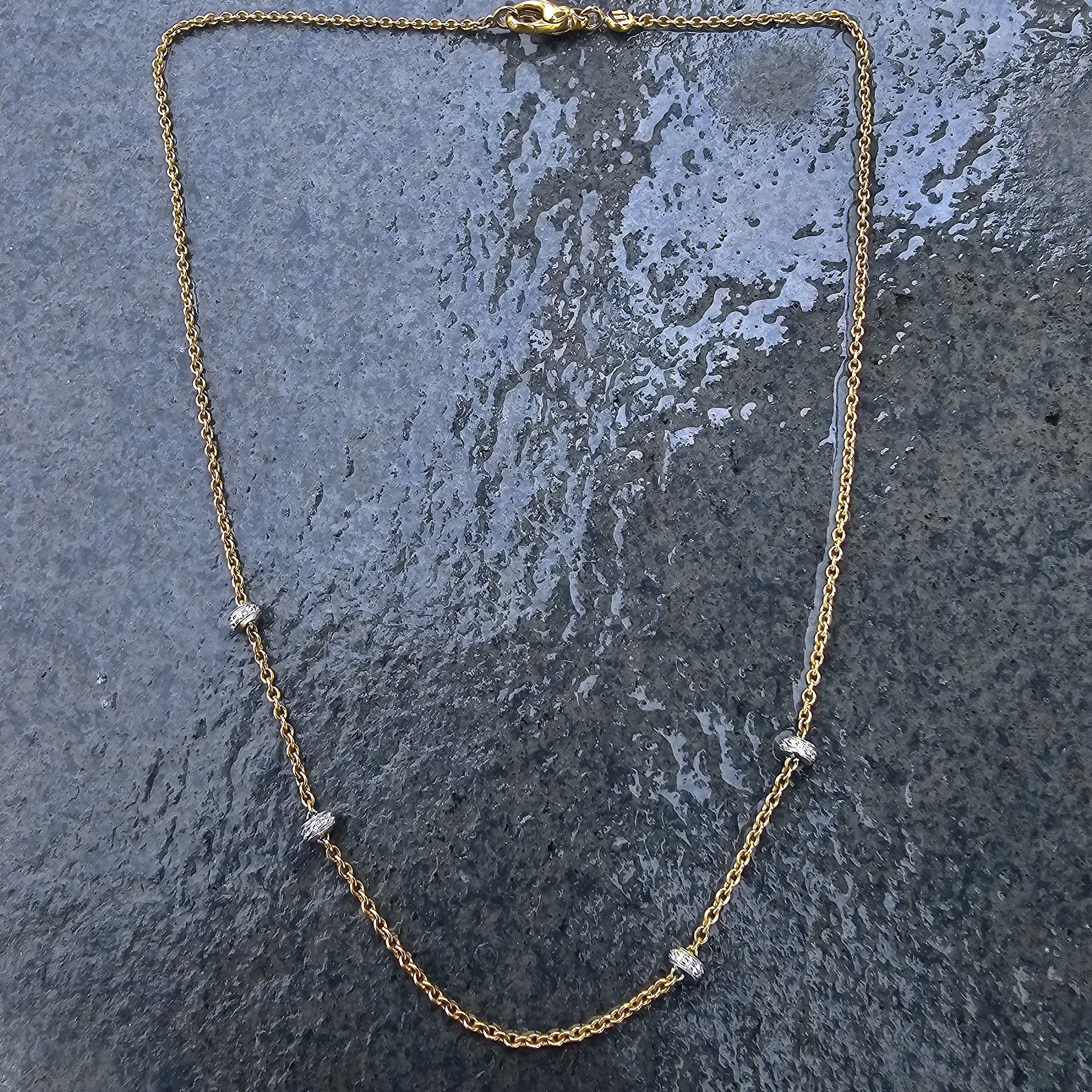 Aaron Basha 18k 4 Diamond Station Chain Necklace 5.9g 16