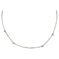 Aaron Basha 18k 4 Diamant Station Kette Halskette 5,9g 16"