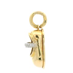 Aaron Basha 18k Gold 0,06 Karat Diamant Mary Jane Kleid Baby Schuh Anhänger Charme