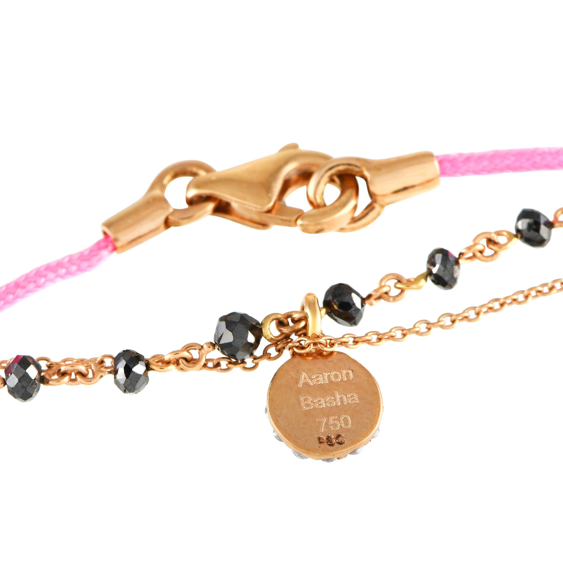 Round Cut Aaron Basha 18K Rose Gold 1.30ct Black Diamond Necklace AB12-111424 For Sale