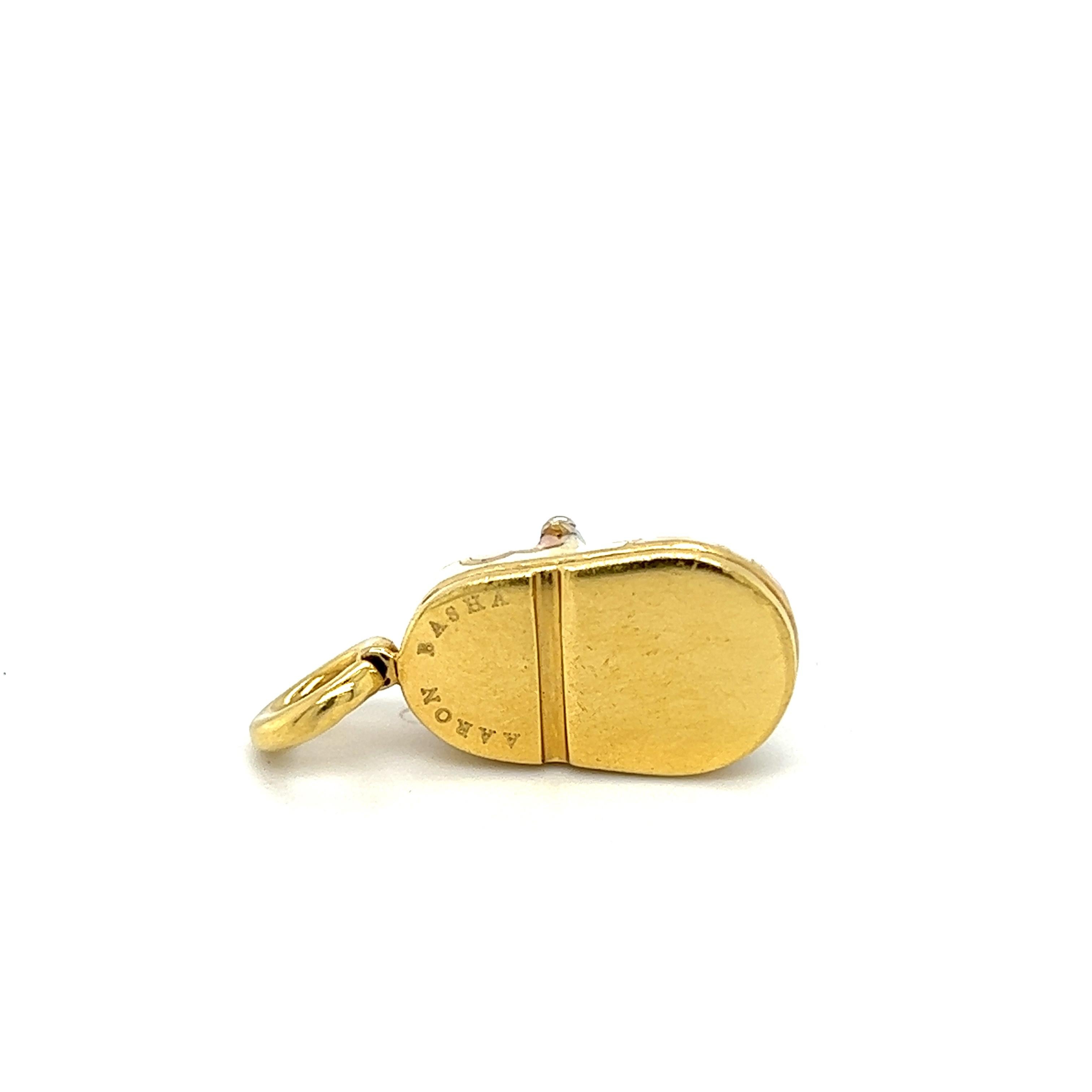Women's or Men's Aaron Basha 18k Shoe Charm with Diamonds For Sale