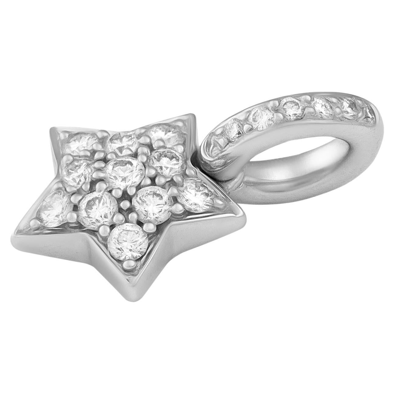 Aaron Basha 18K White Gold 0.28ctw Pave Star Charm For Sale