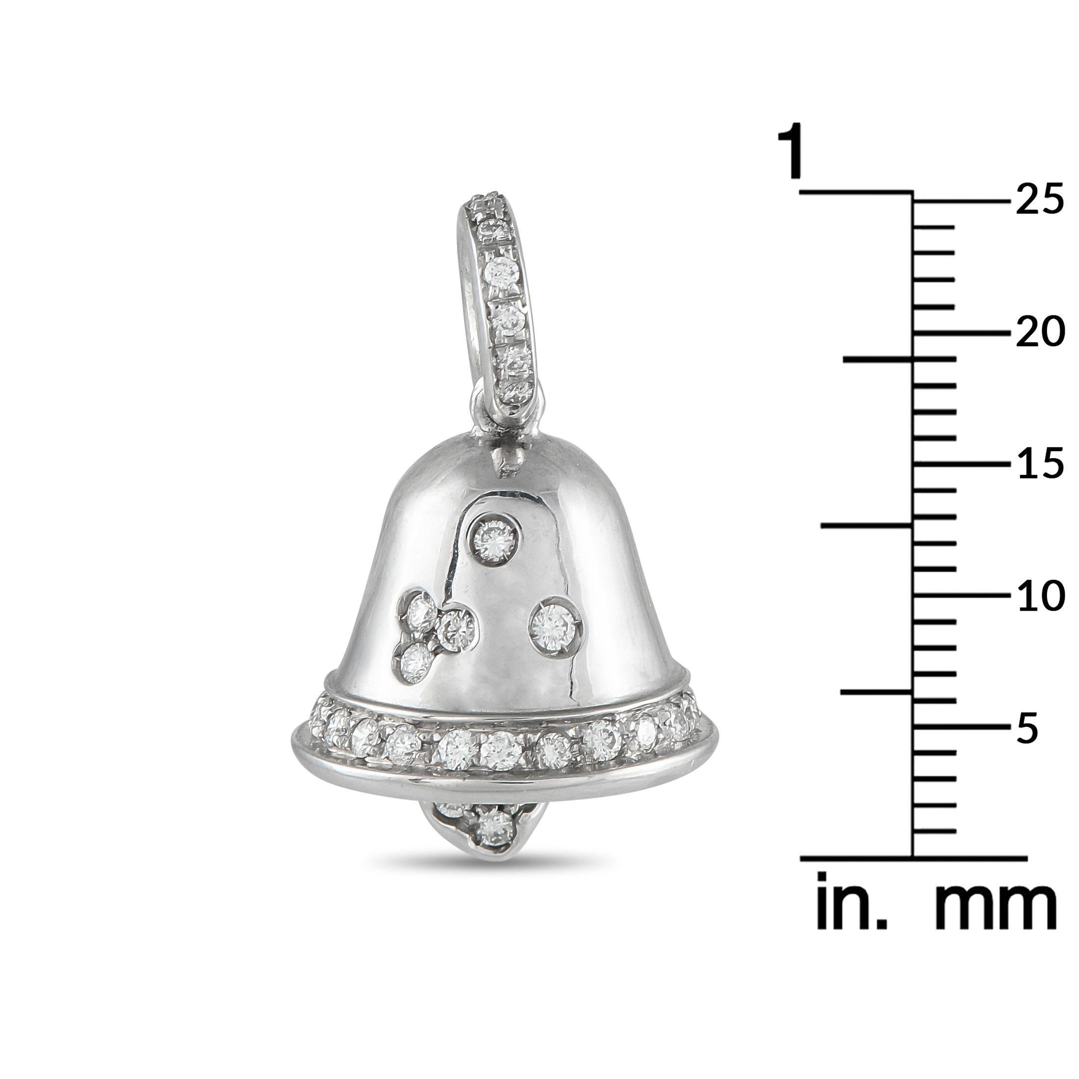 Taille ronde Aaron Basha Pendentif cloche en or blanc 18K avec 0,38ct de diamant en vente