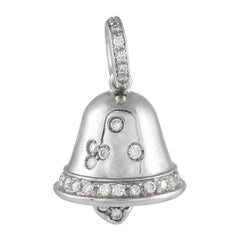Aaron Basha 18K White Gold 0.38ct Diamond Bell Pendant