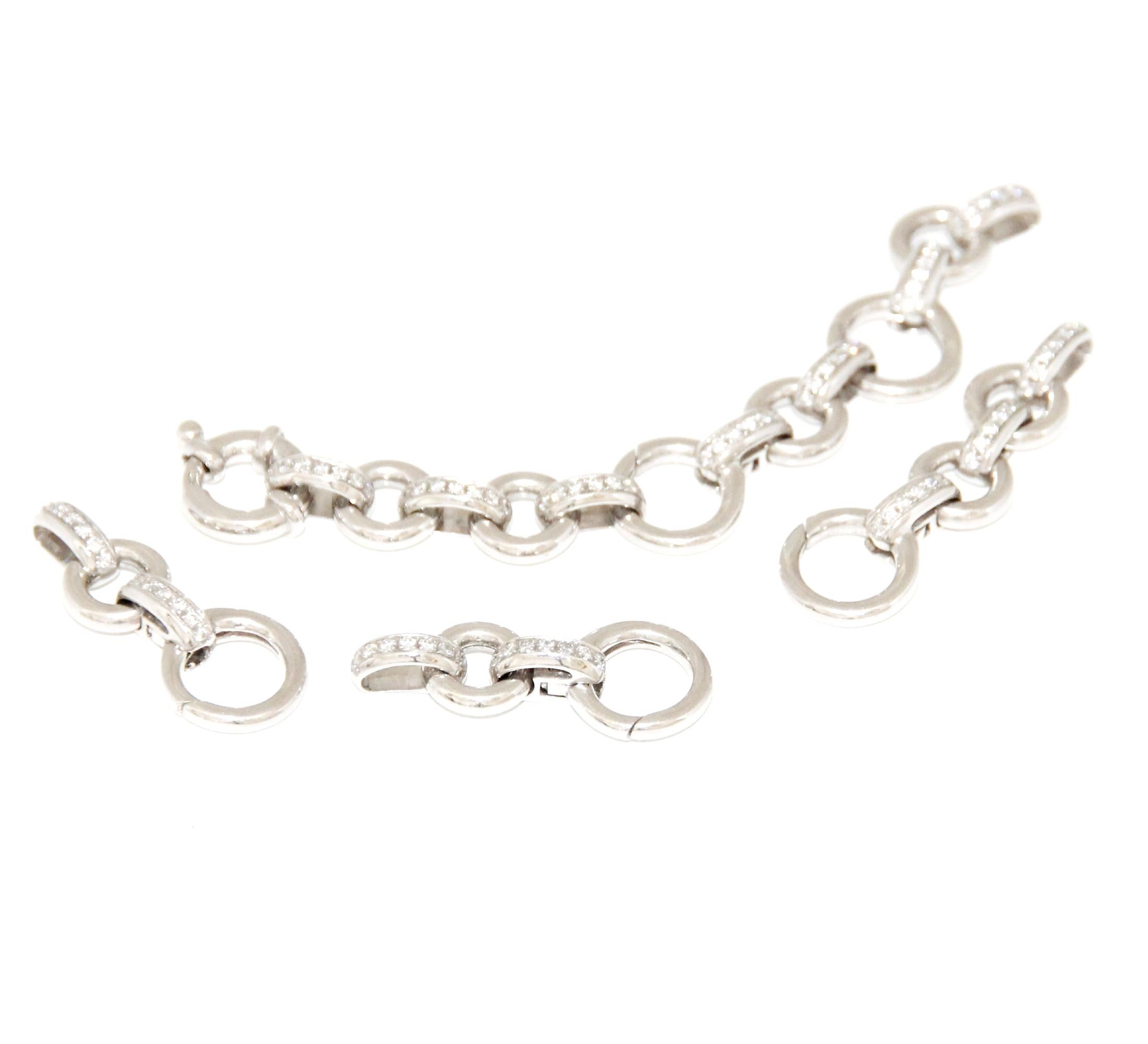 Taille brillant Aaron Basha, or blanc 18 carats  et diamants  Bracelet à maillons  D=0,95ctw en vente