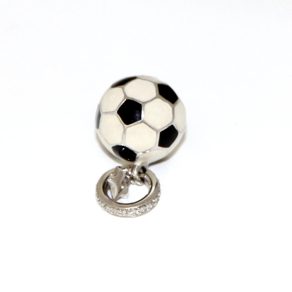 Modern Aaron Basha 18K White Gold and Diamonds Soccer Ball Pendant / Charm