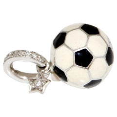 Aaron Basha 18K White Gold and Diamonds Soccer Ball Pendant / Charm
