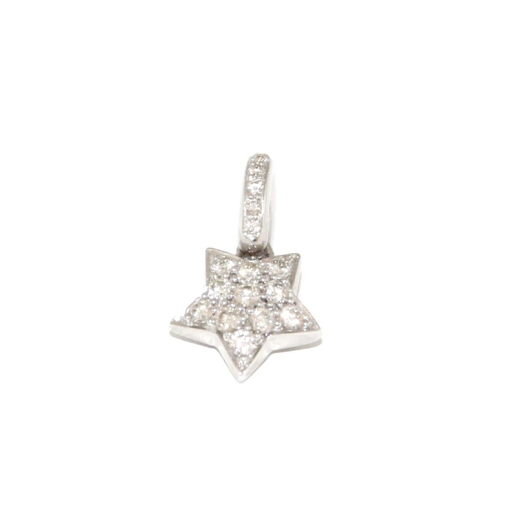 Brilliant Cut Aaron Basha 18K White Gold and Diamonds Star Pendant / Charm