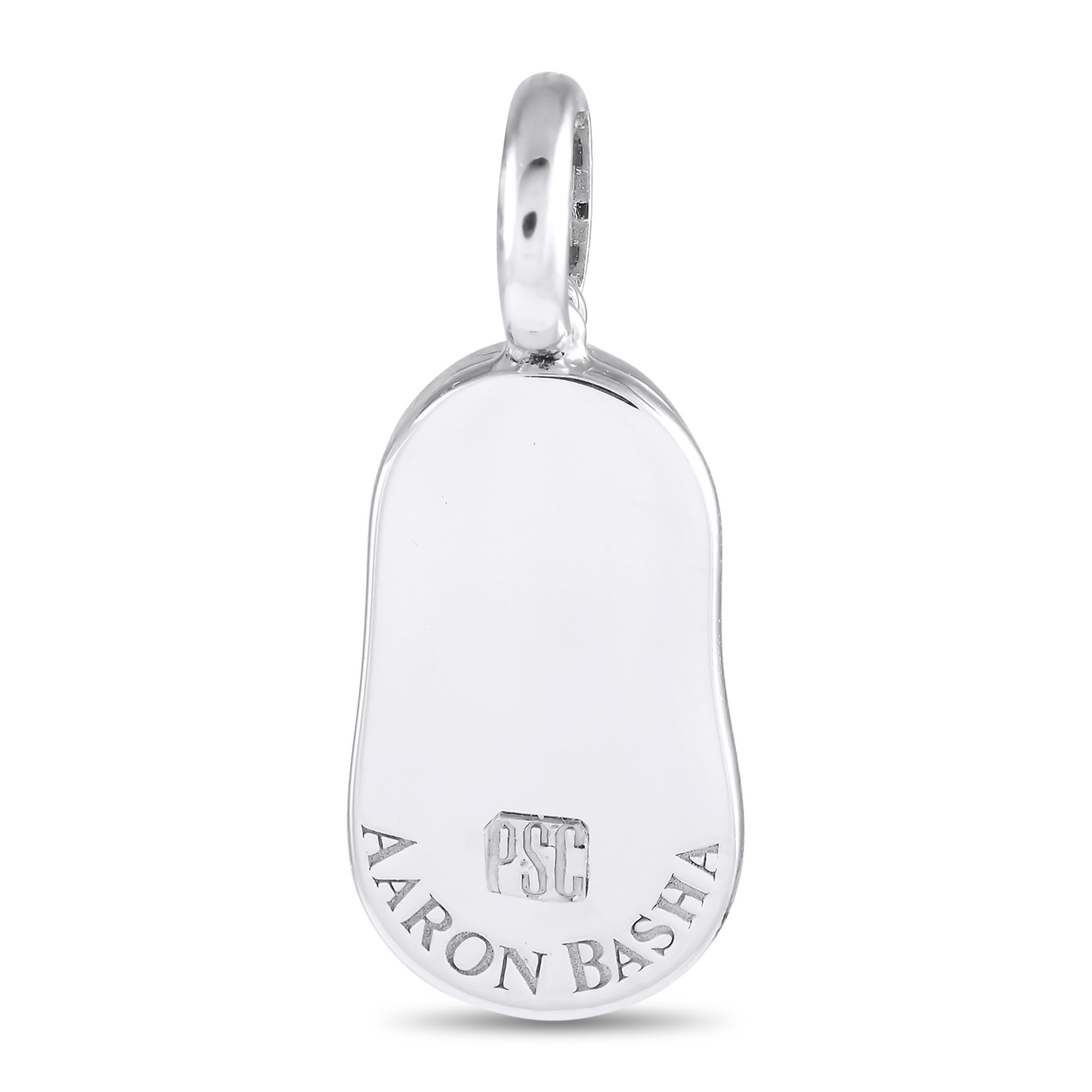 Let this Aaron Basha bracelet charm mark your youthful approach to style. This baby shoe charm in white gold has a pale pink and creamy white finish and an accent band of brilliant diamonds. This charm can also be worn as a pendant and is suitable