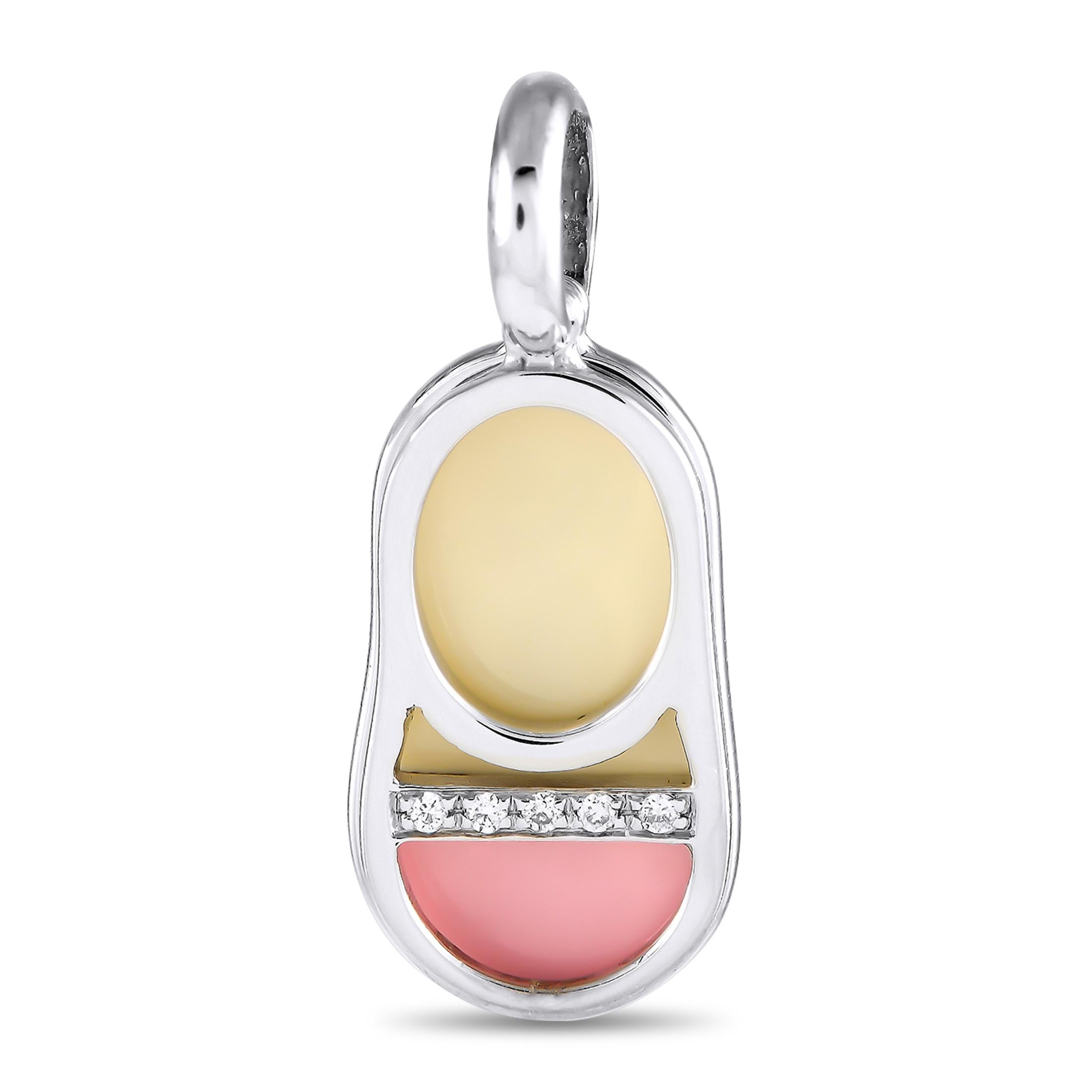 Aaron Basha Or blanc 18K Diamant et charme de chaussure de bébé en émail Neuf - En vente à Southampton, PA