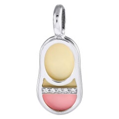 Aaron Basha 18K White Gold Diamond and Enamel Baby Shoe Charm