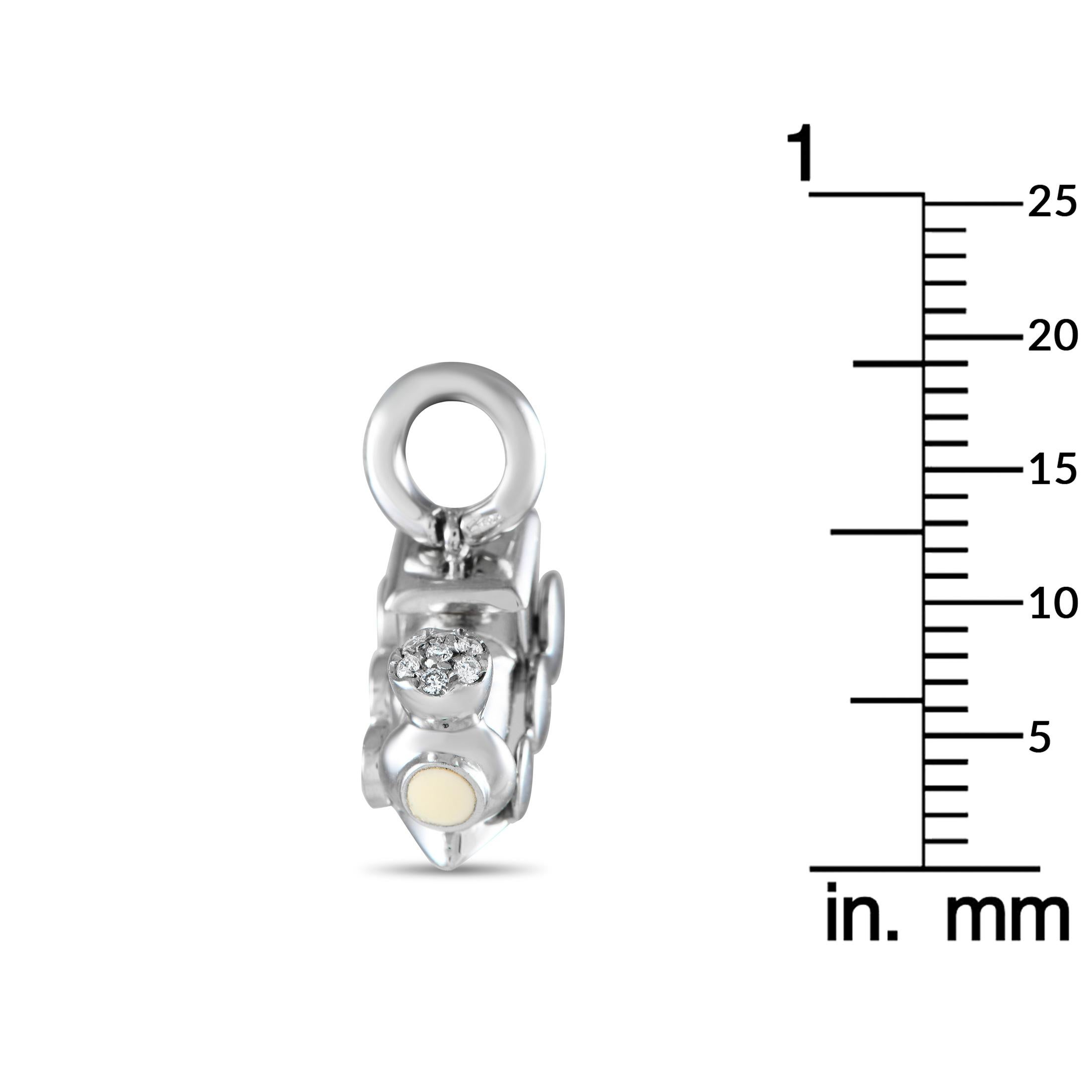 Round Cut Aaron Basha 18K White Gold Diamond and Enamel Choo-Choo Train Charm AB16-111524