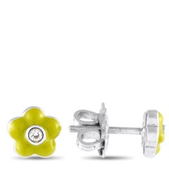 Aaron Basha, boucles d'oreilles en or blanc 18 carats, diamants et émail AB34-111824