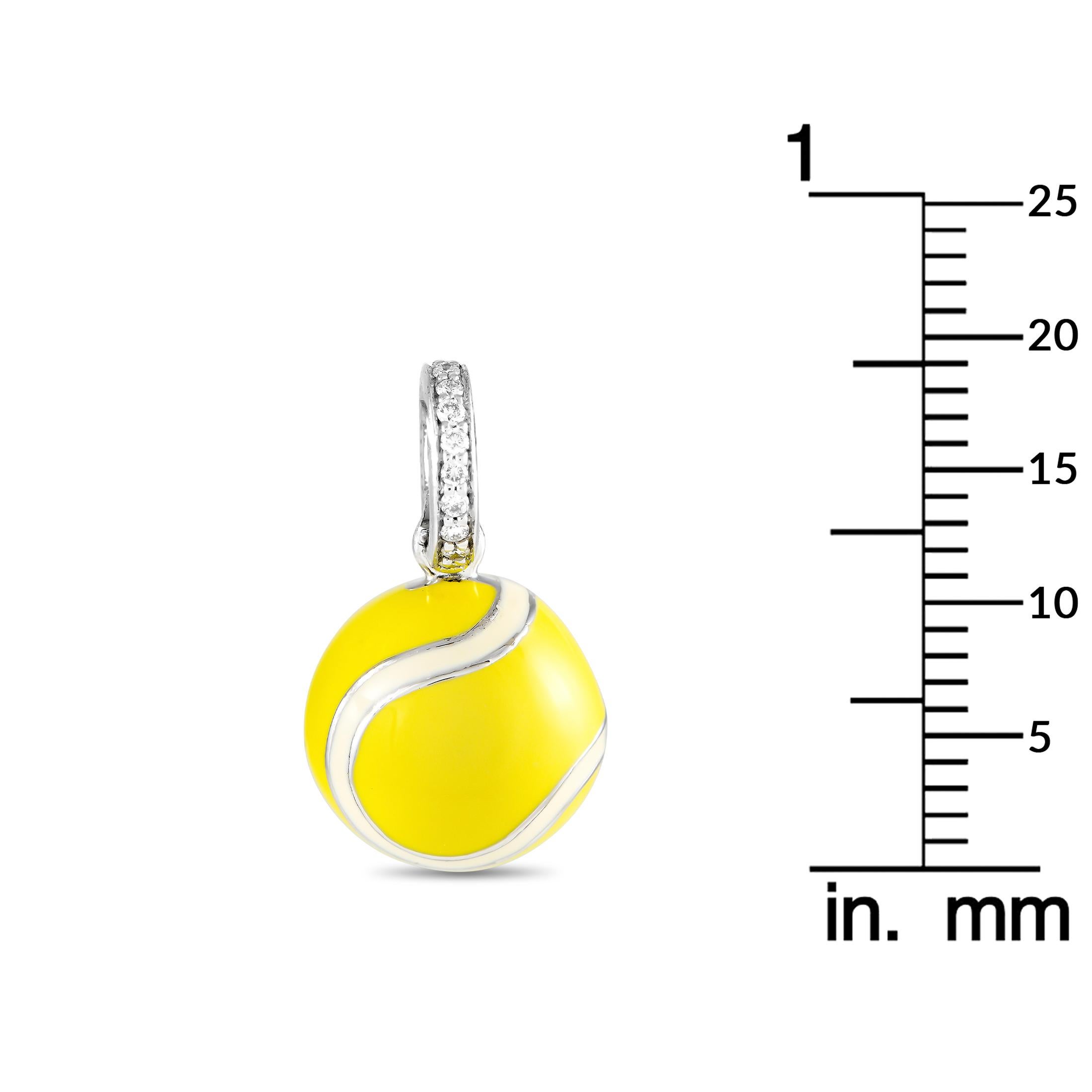 Aaron Basha 18k White Gold Diamond and Enamel Tennis Ball Charm AB60-111324 In New Condition In Southampton, PA