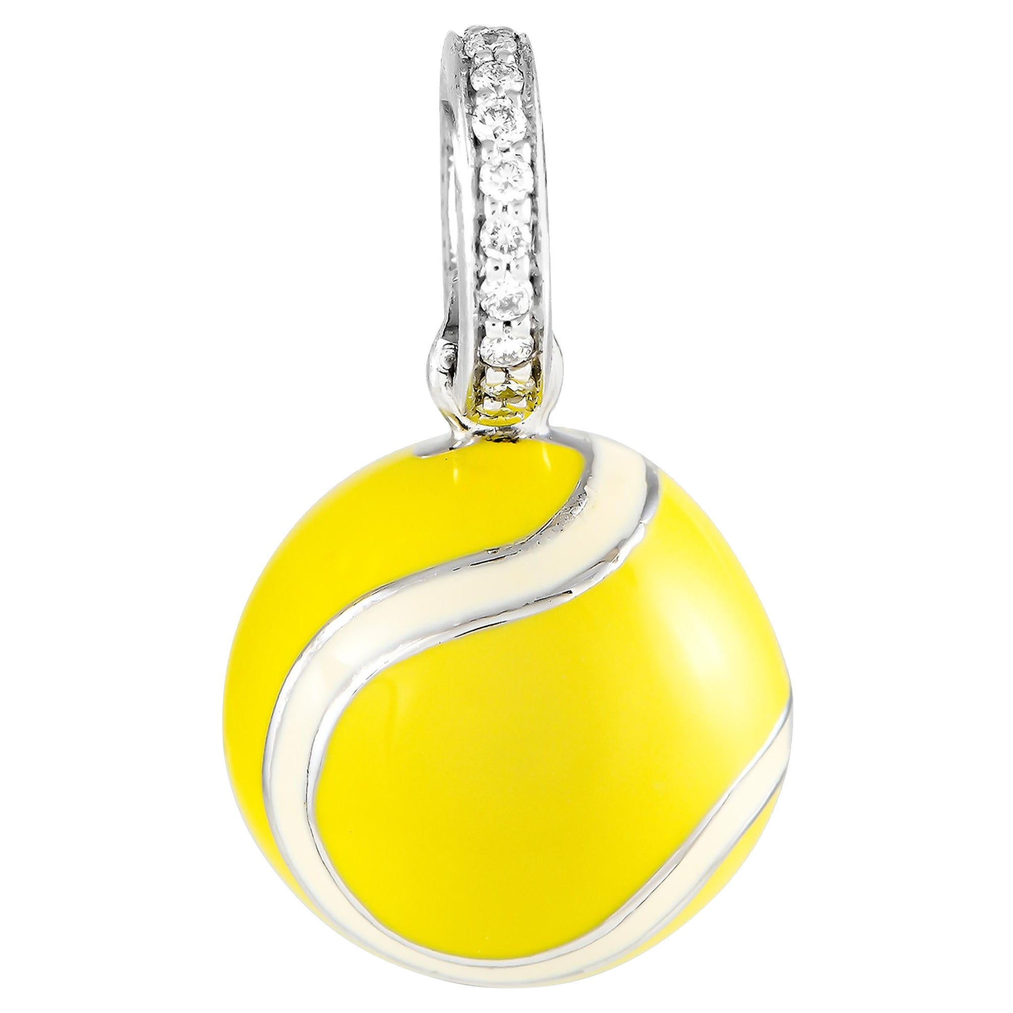 Aaron Basha 18k White Gold Diamond and Enamel Tennis Ball Charm AB60-111324