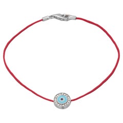 Aaron Basha 18K White Gold Diamond Enamel Evil Eye Bracelet # AB27-111824