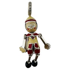 Aaron Basha 18k White Gold Diamond Pinocchio Boy Articulated Charm