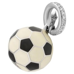 Aaron Basha 18K White Gold Diamond Soccer Ball Charm