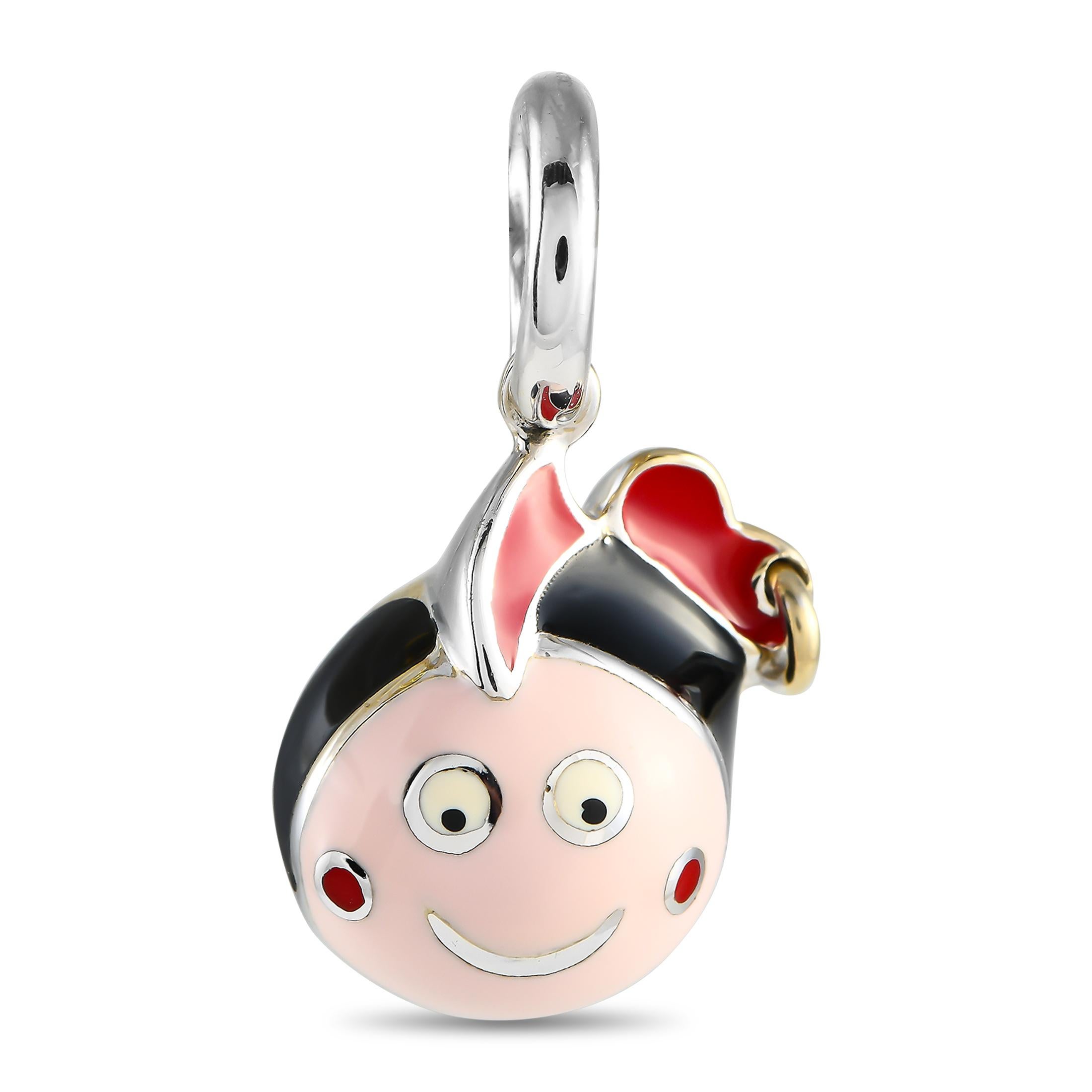 Aaron Basha Colgante de esmalte de oro blanco de 18 quilates con diamantes para chica AB35-111324 en Nuevo estado para la venta en Southampton, PA