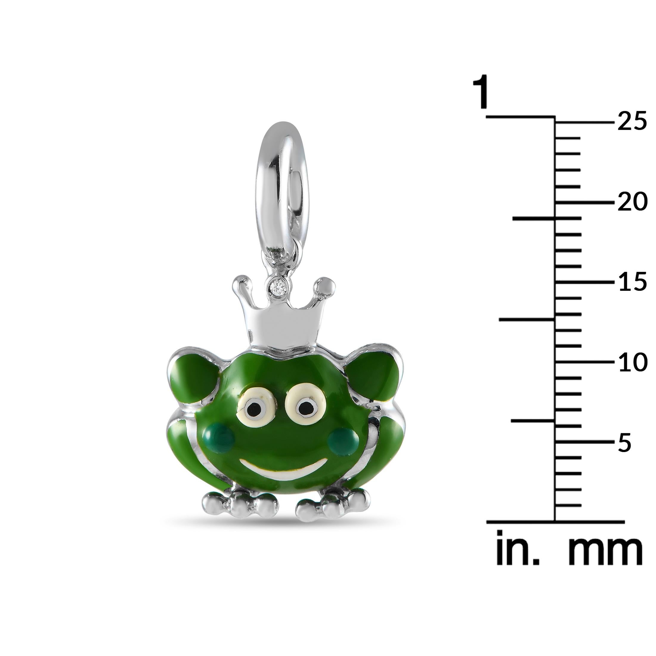 Aaron Basha 18K White Gold Enamel Frog Prince Charm AB07-111524 In New Condition In Southampton, PA