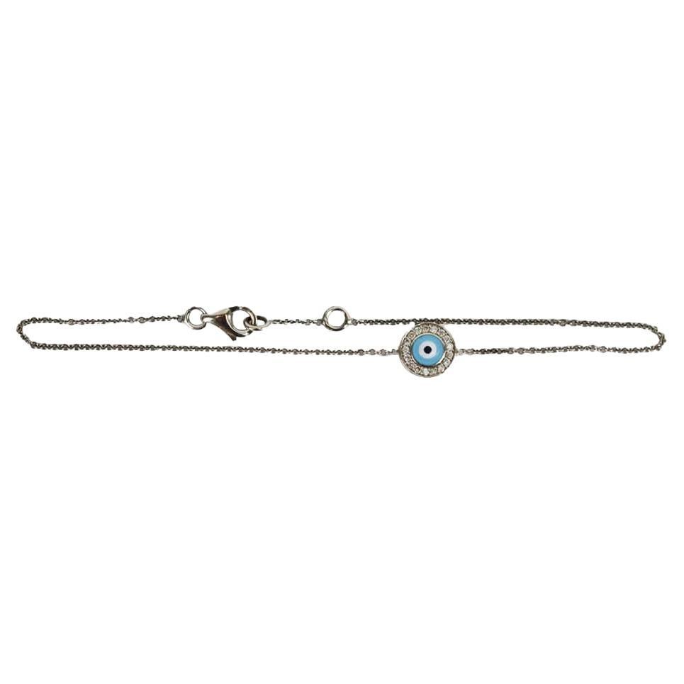 Aaron Basha 18k White Gold Evil Eye Bracelet