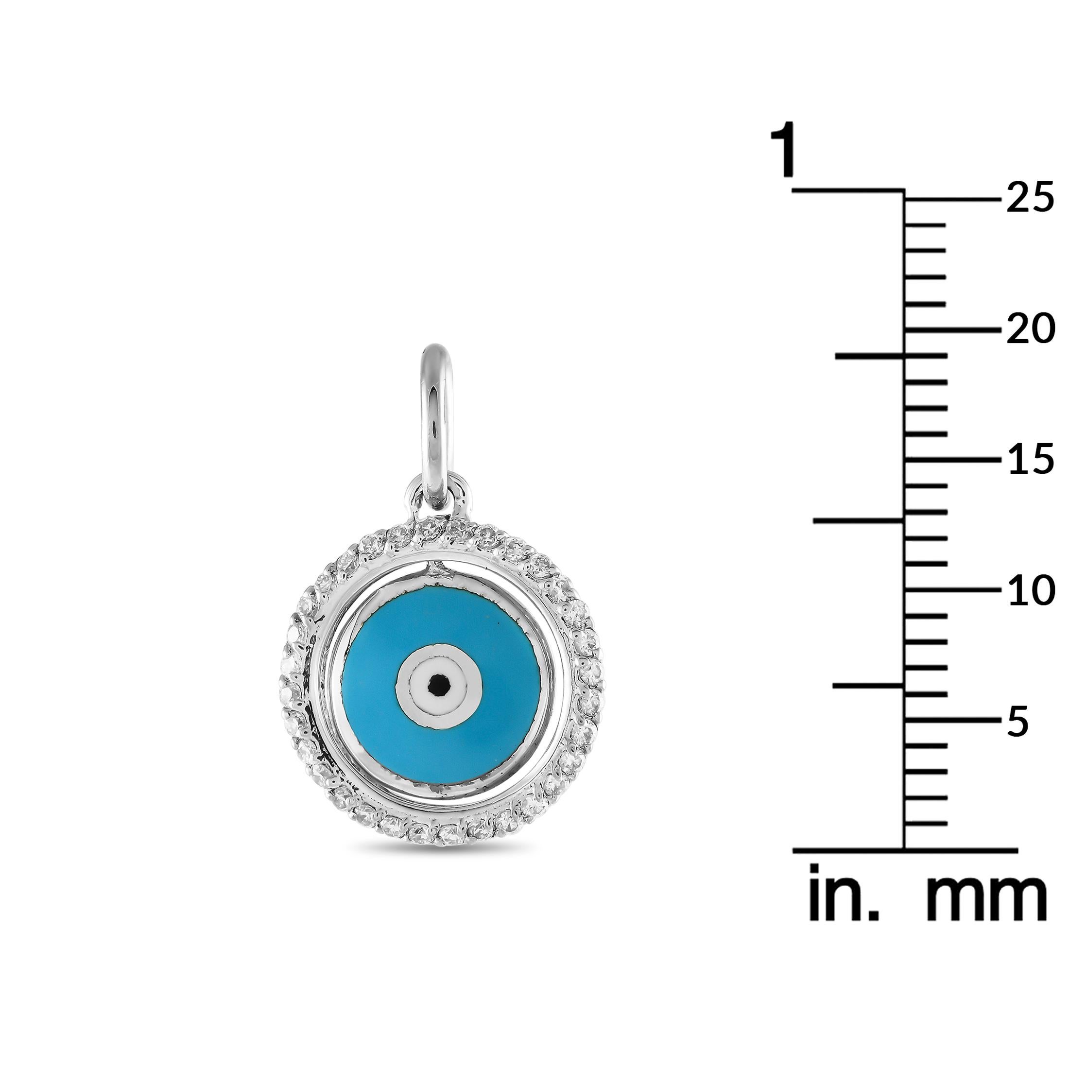Round Cut Aaron Basha 18K White Gold Evil Eye Charm AB27-111124 For Sale
