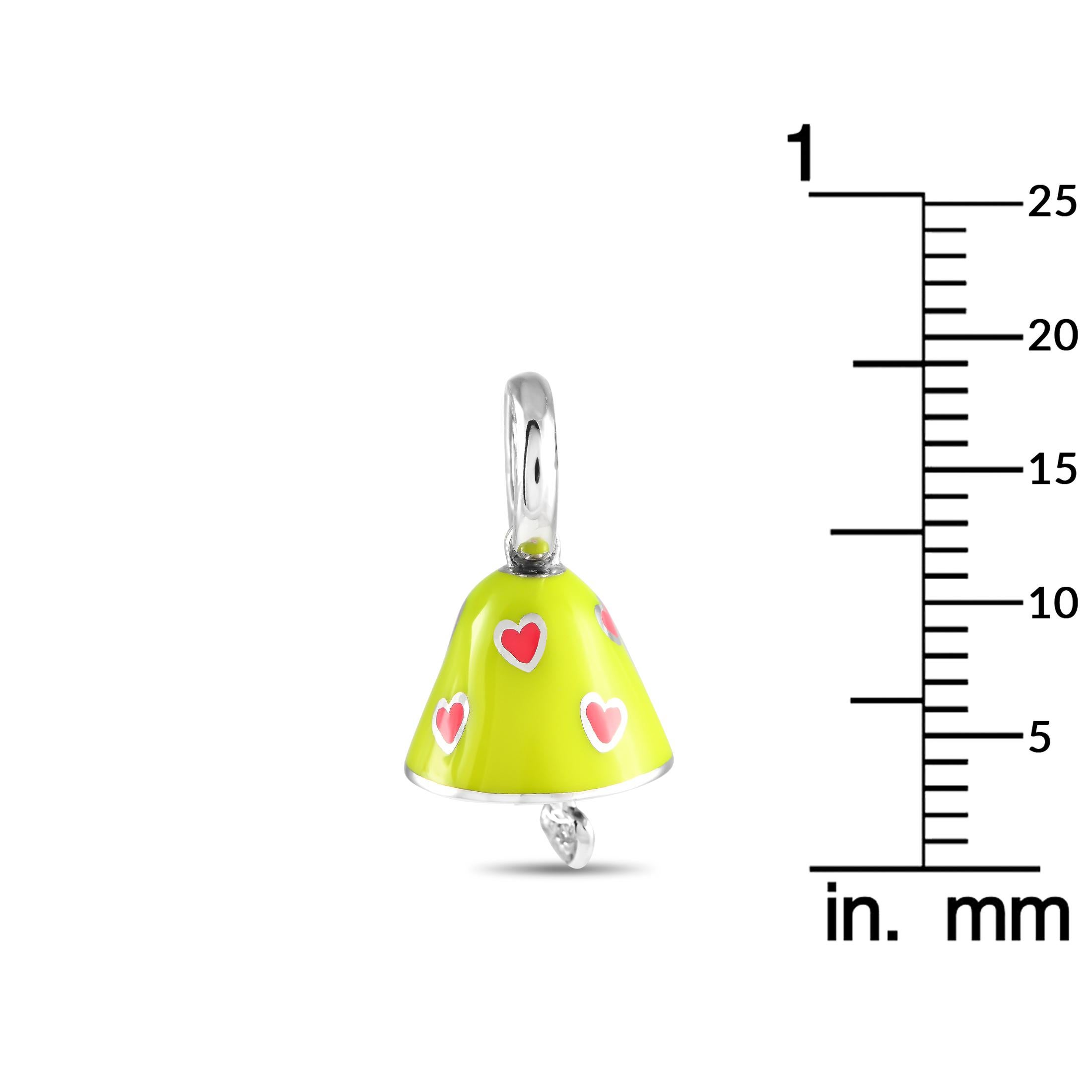 Women's Aaron Basha 18K White Gold Neon Yellow Enamel Bell Charm AB40-111324 For Sale